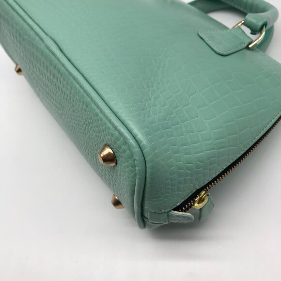 WKND WYFR  Aquamarine Croc Embossed Leather Convertible Satchel - Picture 8 of 11